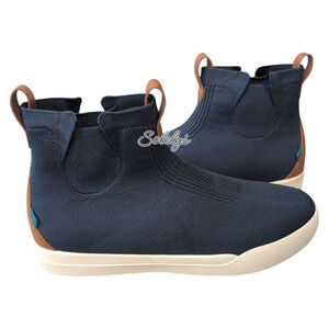 Vessi Weekend Chelsea Mens 11 Blue Sea Off White Waterproof Knit Dyma-Tex Boot